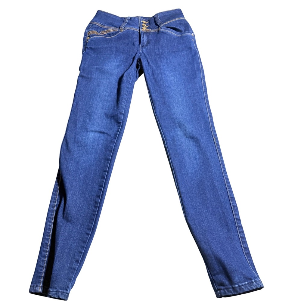 Clash‎ Jeans USA Skinny Jeans Women Size 5 Blue Excellent High Rise Embroidered